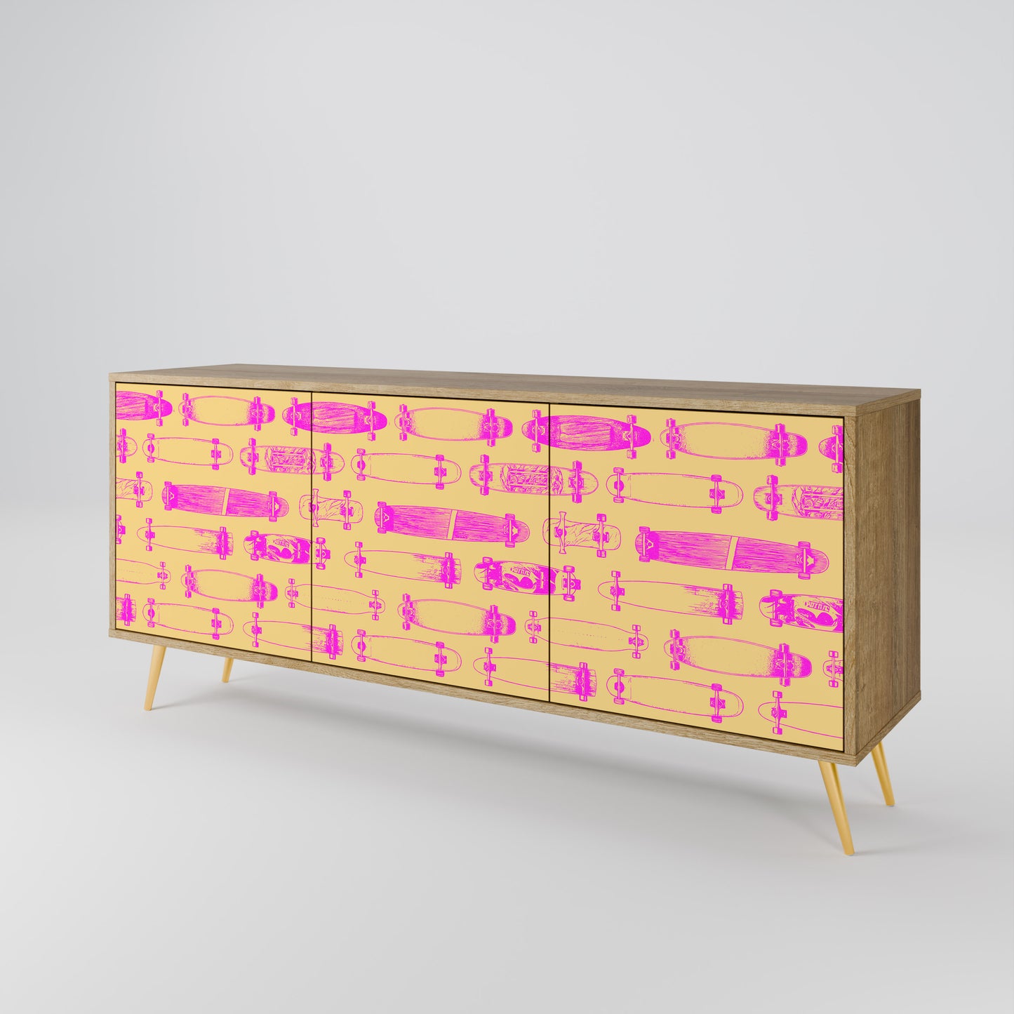 SKATEBOARD ARTISTRY 3-Door Sideboard in Oak Effect