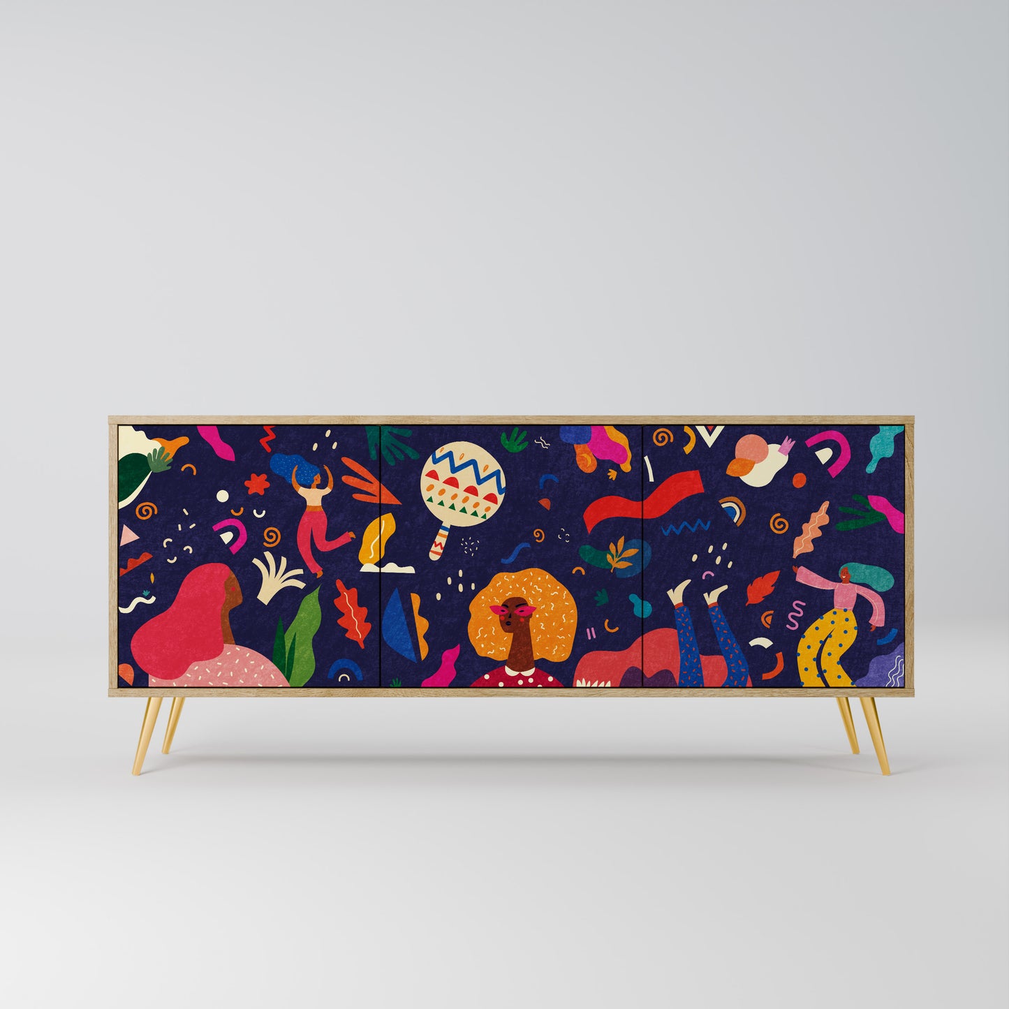 FESTIVE PLEASURES 3-Door Sideboard in Oak Effect