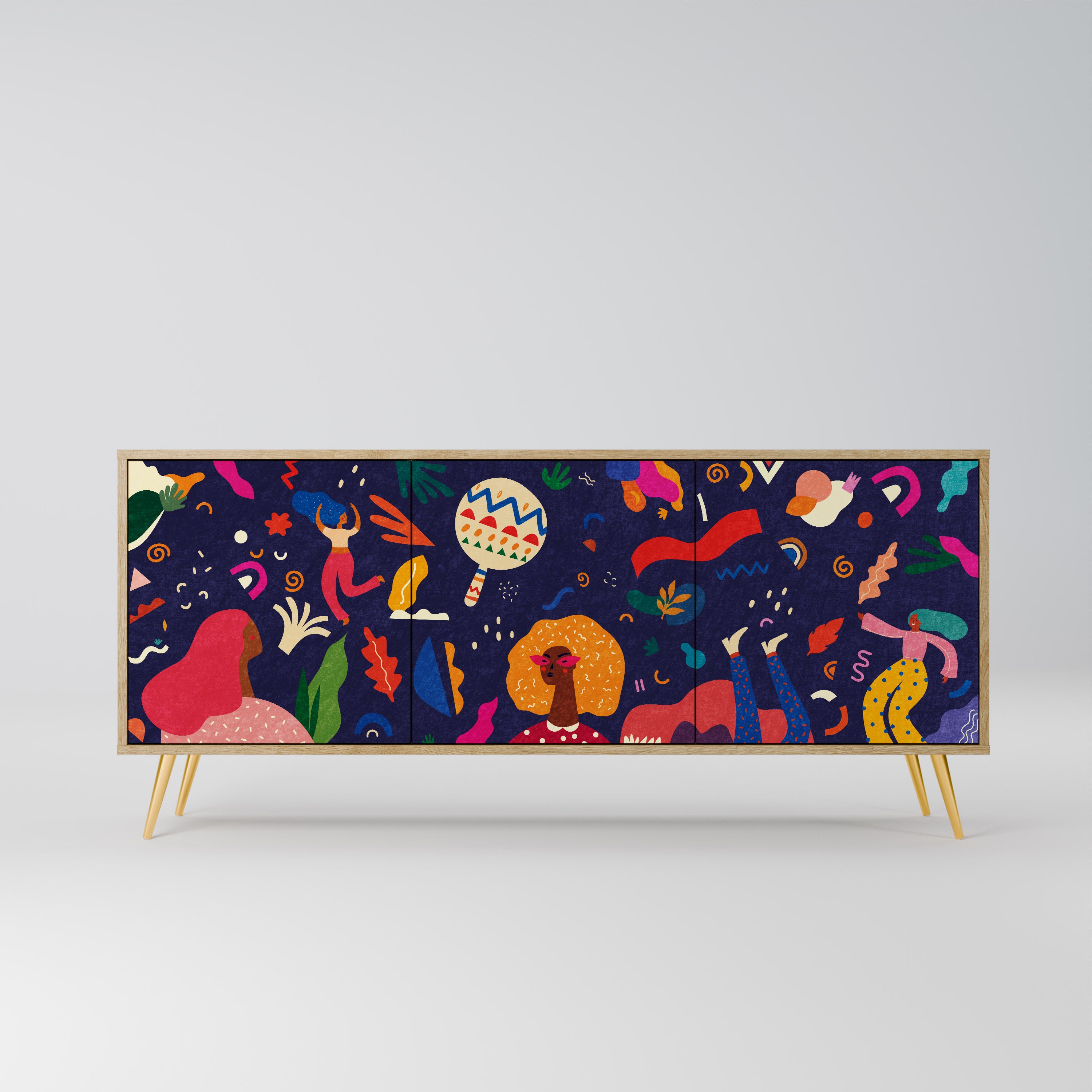 FESTIVE PLEASURES 3-Door Sideboard in Oak Effect