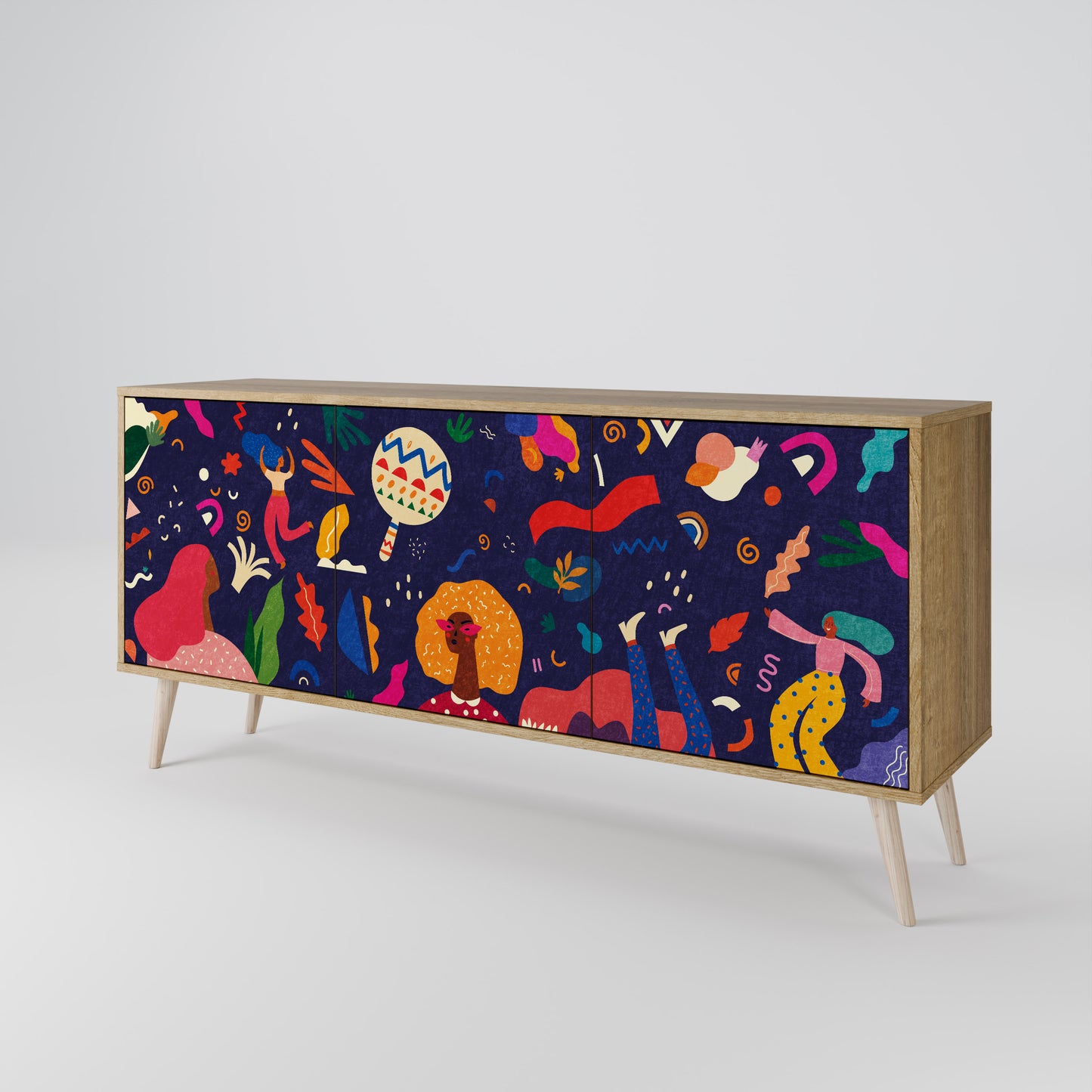 FESTIVE PLEASURES 3-Door Sideboard in Oak Effect