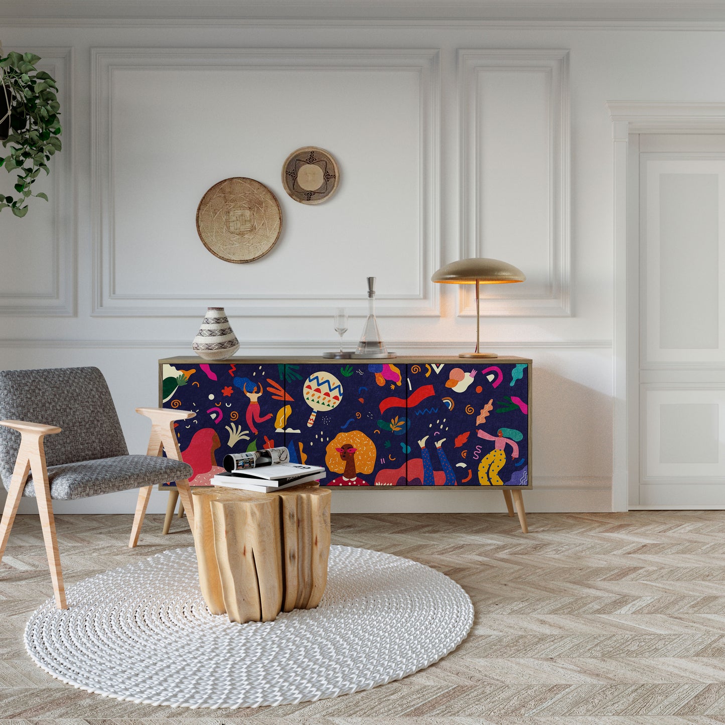 FESTIVE PLEASURES 3-Door Sideboard in Oak Effect