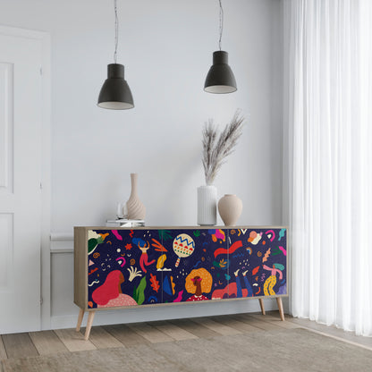 FESTIVE PLEASURES 3-Door Sideboard in Oak Effect