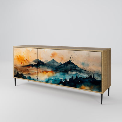 OMINOUS MOUNTAINS 3-Door Sideboard in Oak Effect