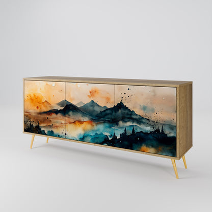 OMINOUS MOUNTAINS 3-Door Sideboard in Oak Effect