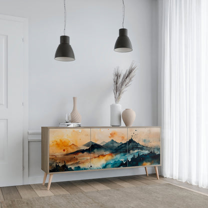 OMINOUS MOUNTAINS 3-Door Sideboard in Oak Effect