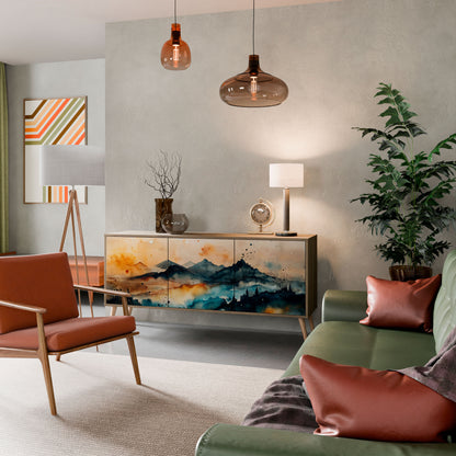 OMINOUS MOUNTAINS 3-Door Sideboard in Oak Effect