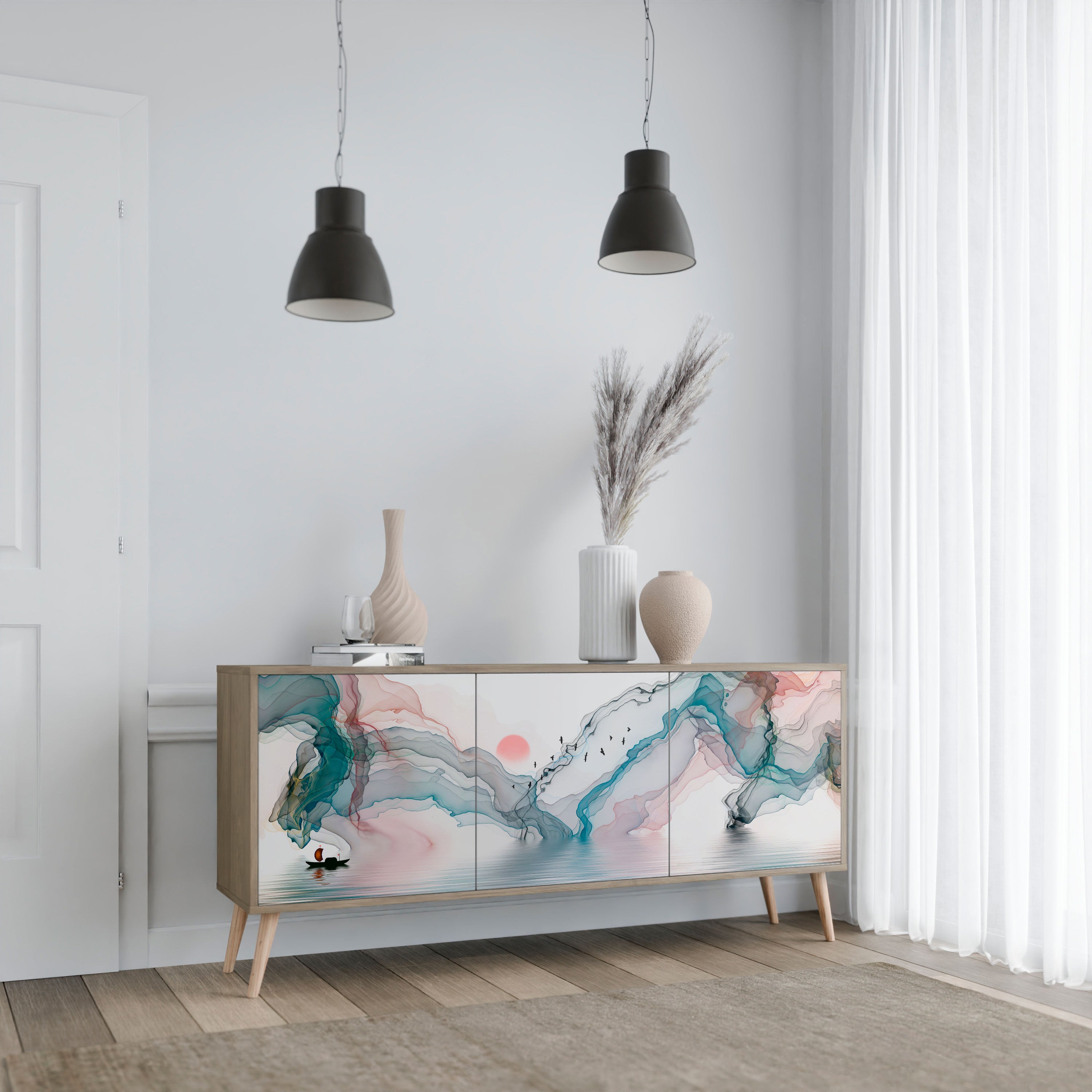 VELVET CROSSING 3-Door Sideboard in Oak Effect