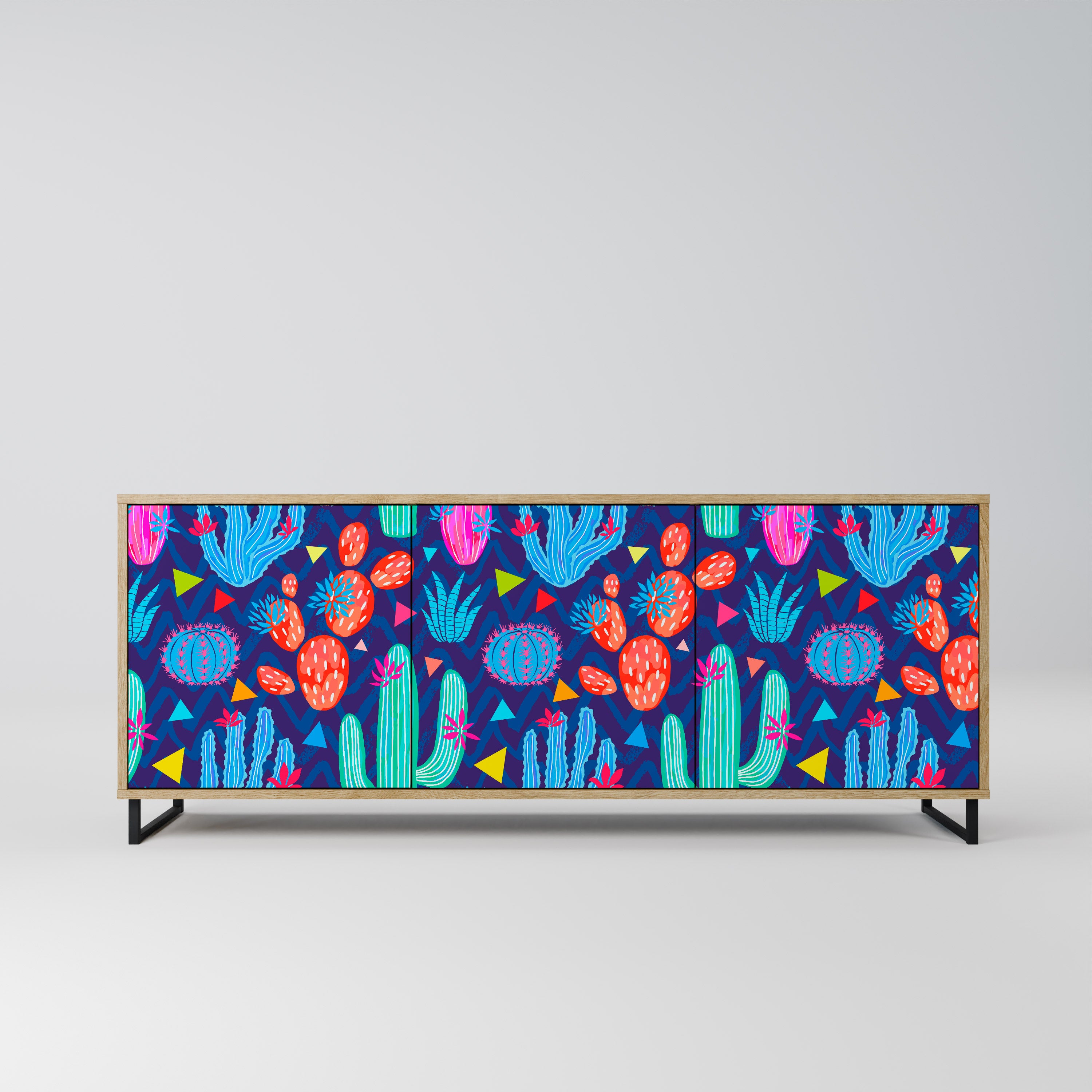 CACTUS VIBES 3-Door Sideboard in Oak Effect