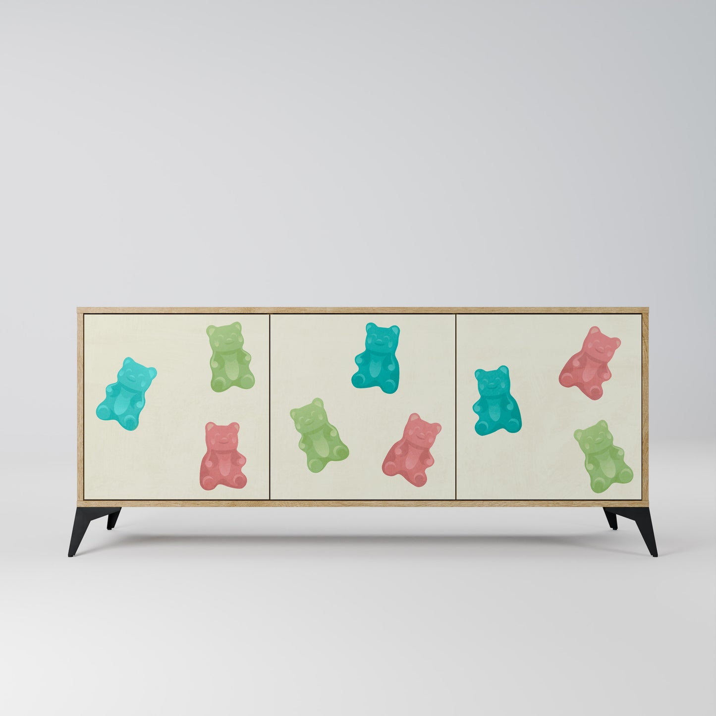 GUMMY BEARS 3-Door Sideboard in Oak Effect