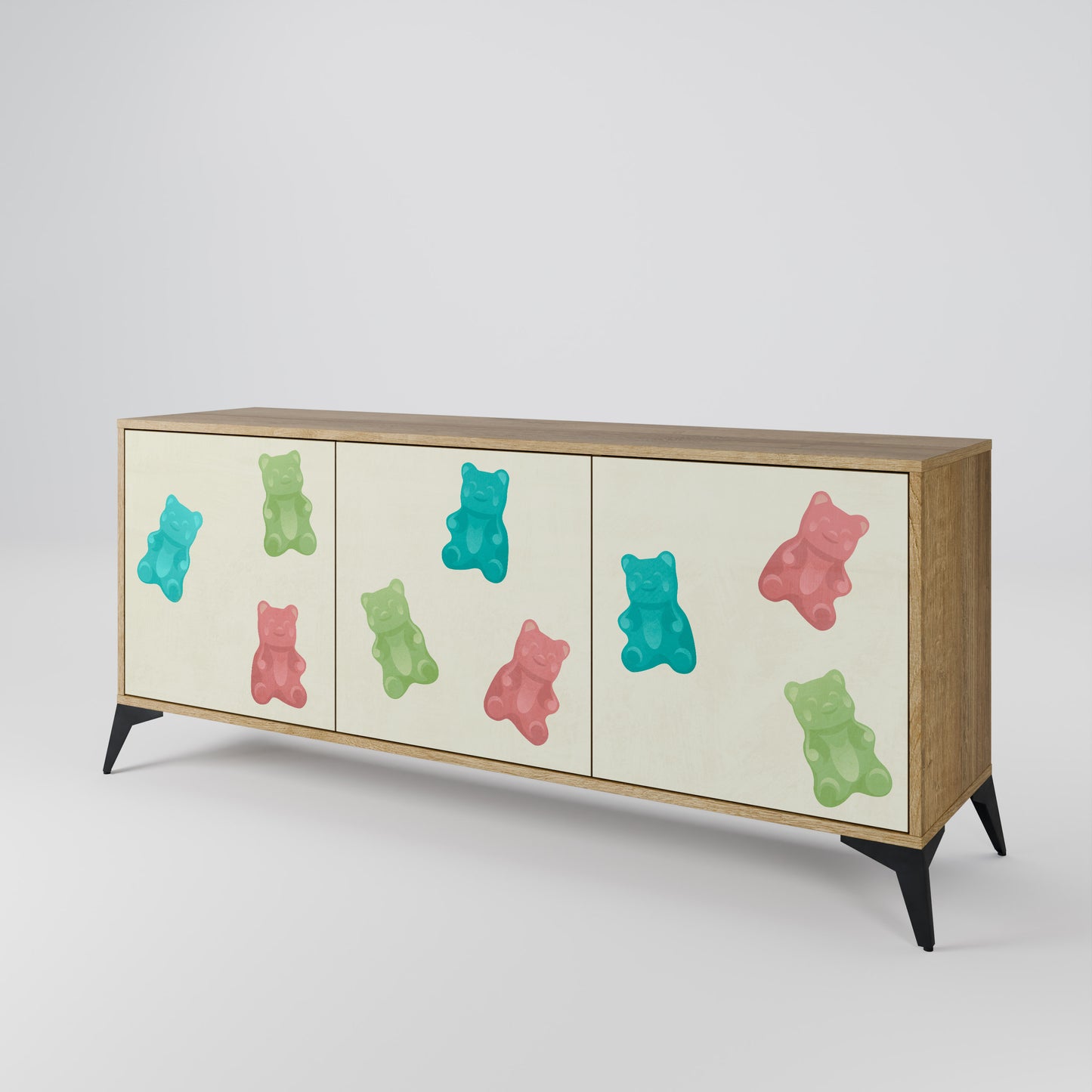 GUMMY BEARS 3-Door Sideboard in Oak Effect