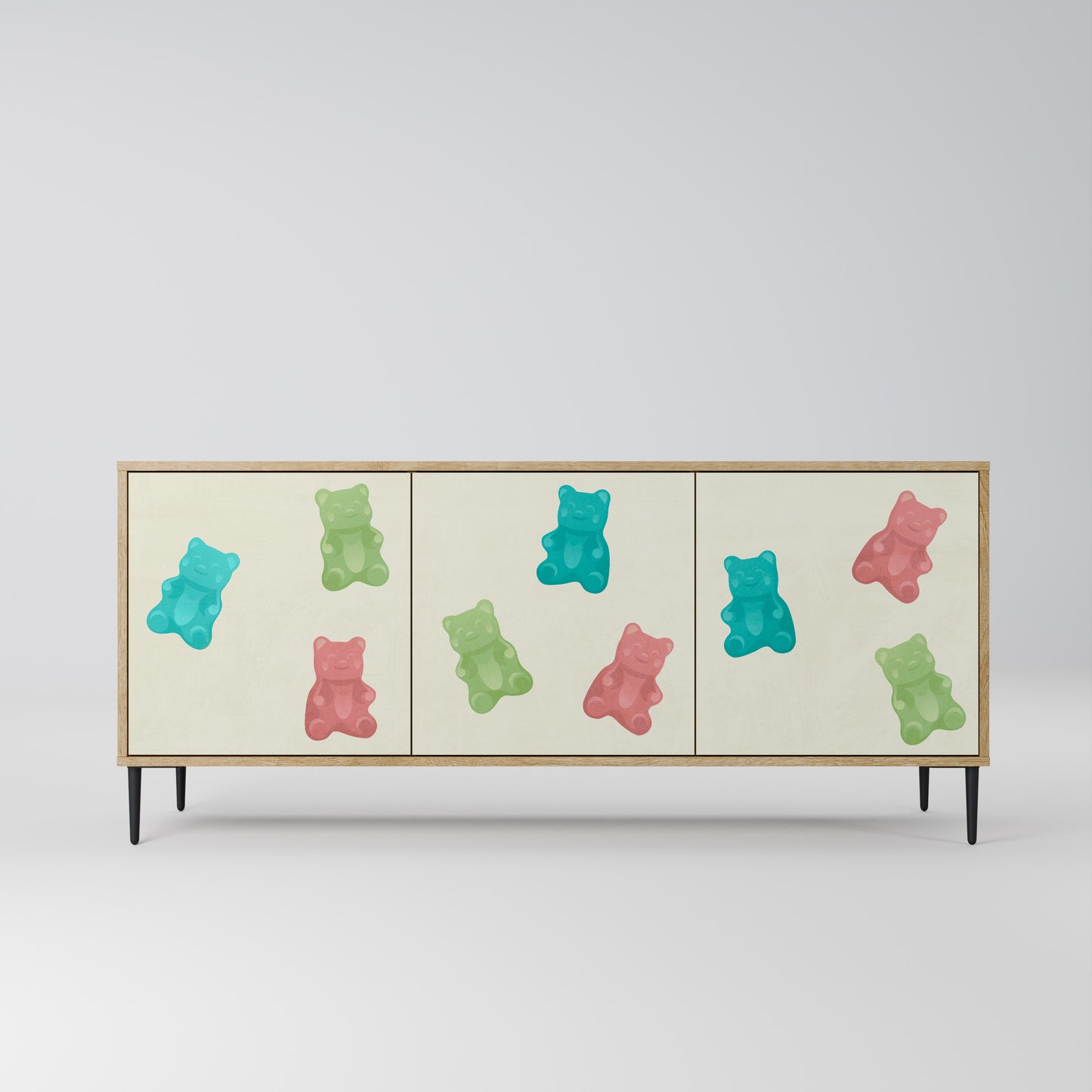 GUMMY BEARS 3-Door Sideboard in Oak Effect