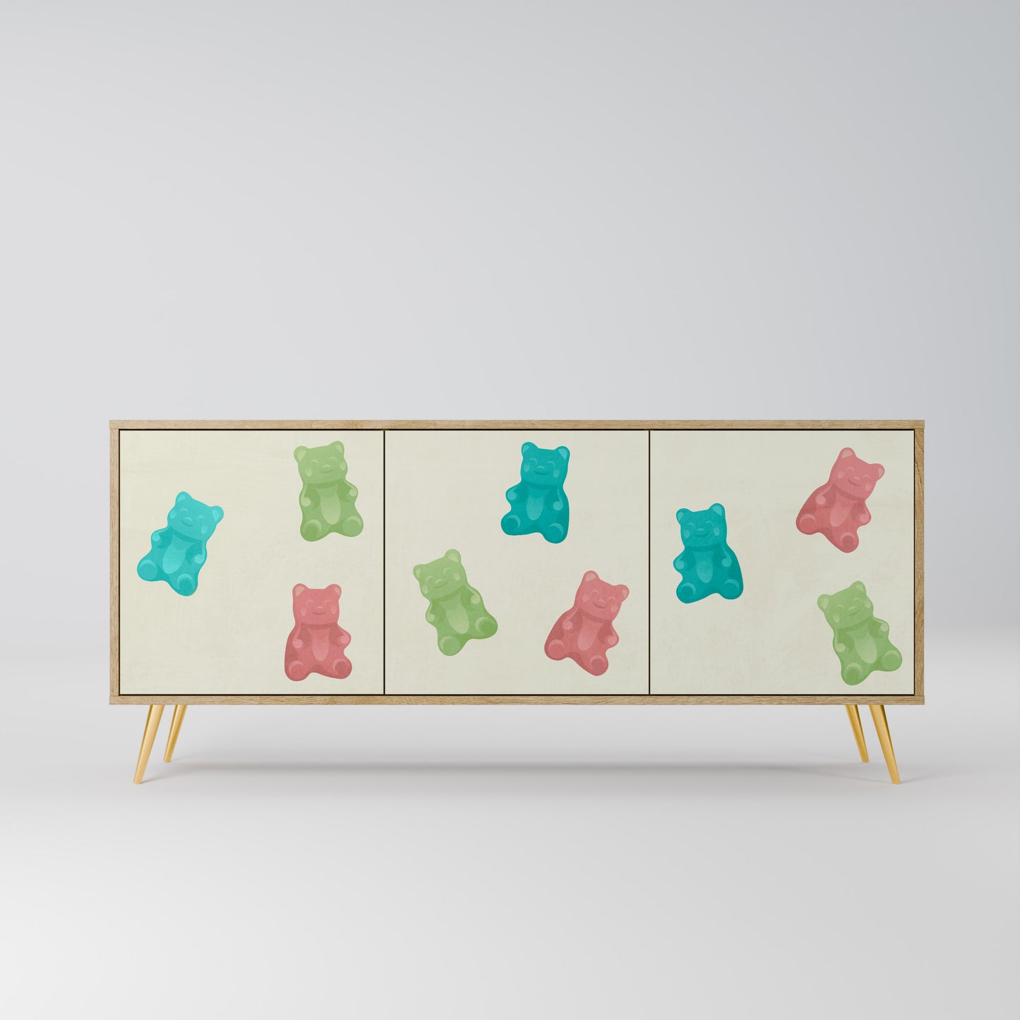 GUMMY BEARS 3-Door Sideboard in Oak Effect