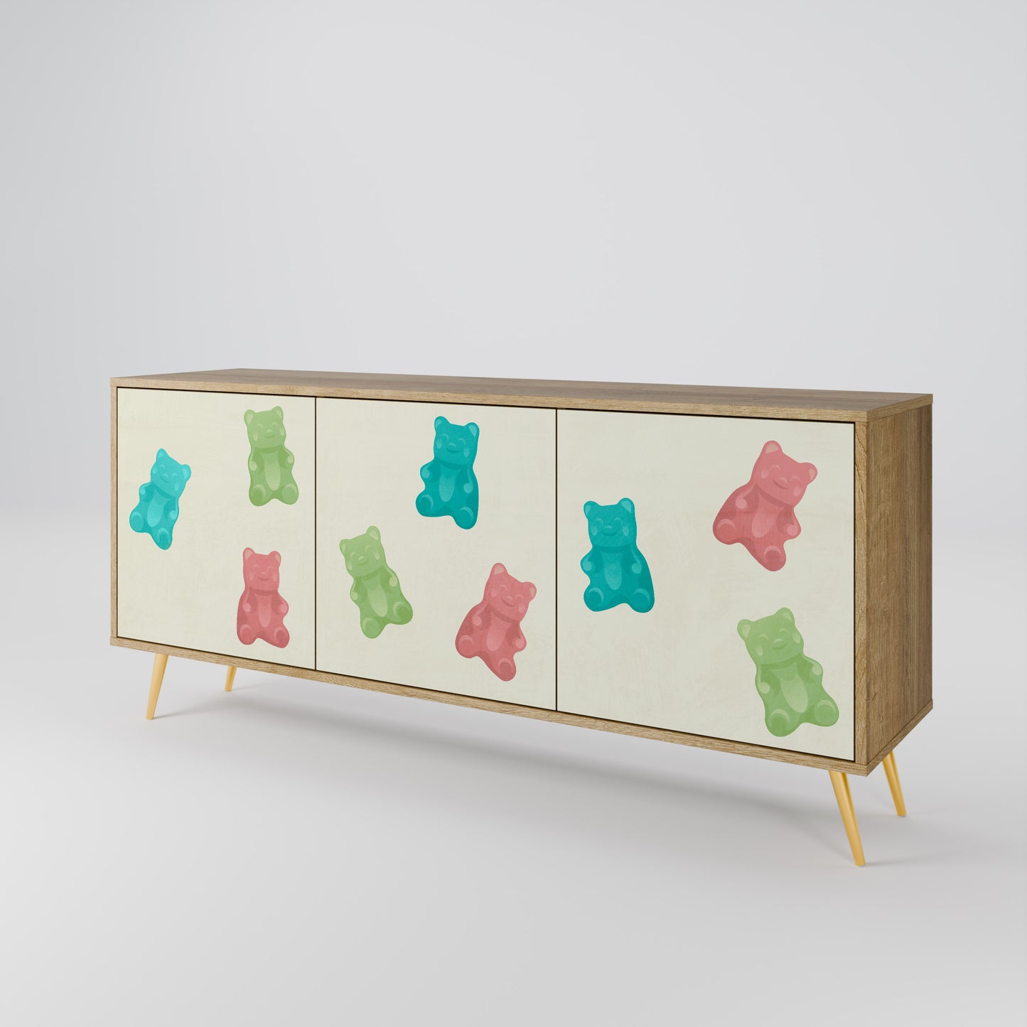 GUMMY BEARS 3-Door Sideboard in Oak Effect