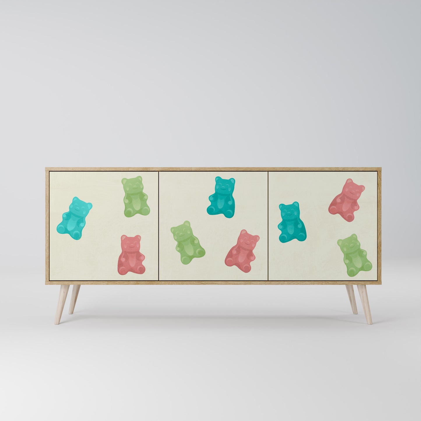 GUMMY BEARS 3-Door Sideboard in Oak Effect