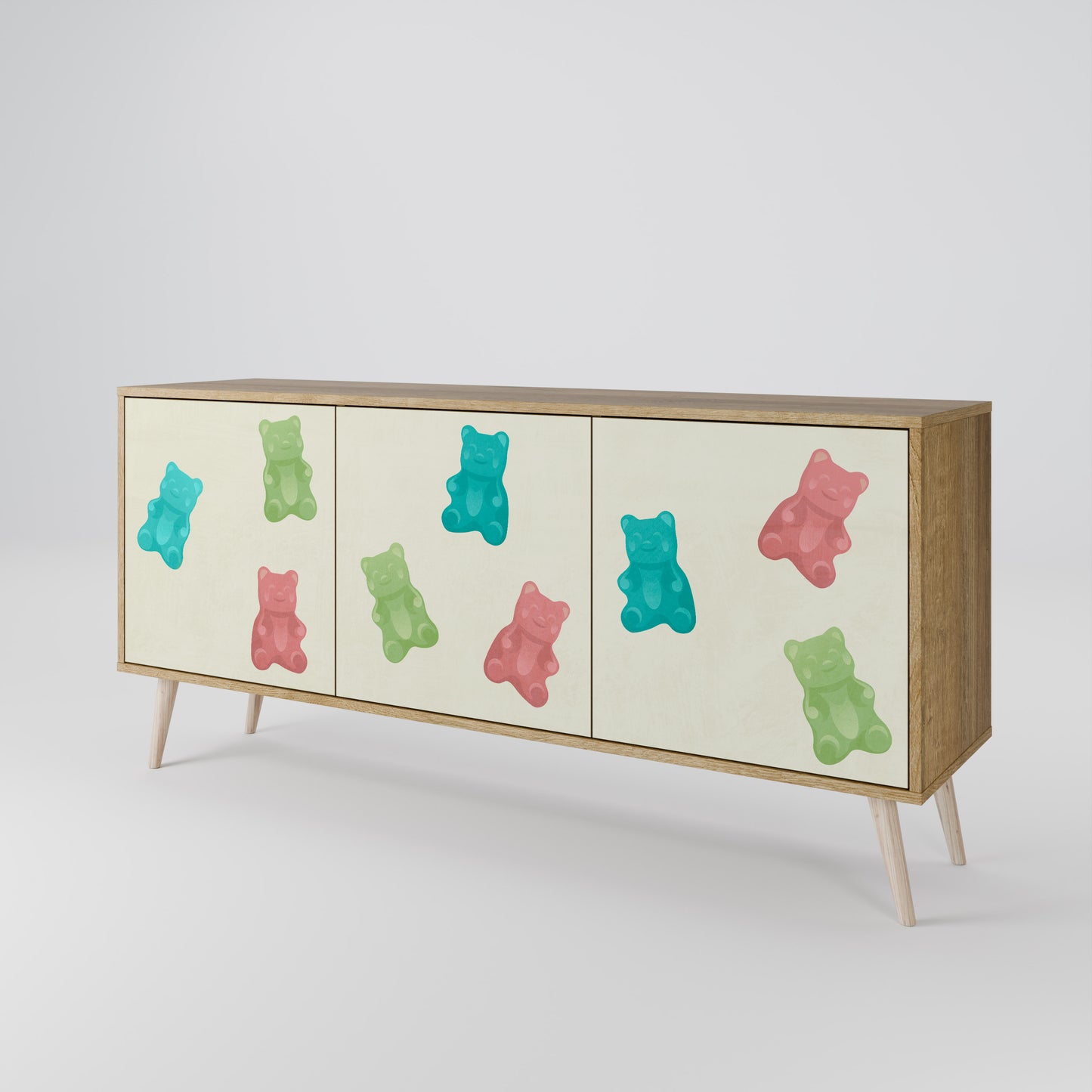 GUMMY BEARS 3-Door Sideboard in Oak Effect
