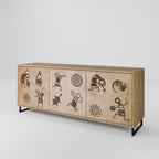 AFRICAN STYLE 3-Door Sideboard in Oak Effect