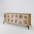 AFRICAN STYLE 3-Door Sideboard in Oak Effect