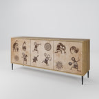 AFRICAN STYLE 3-Door Sideboard in Oak Effect