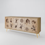 AFRICAN STYLE 3-Door Sideboard in Oak Effect
