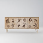 AFRICAN STYLE 3-Door Sideboard in Oak Effect