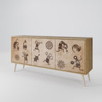 AFRICAN STYLE 3-Door Sideboard in Oak Effect