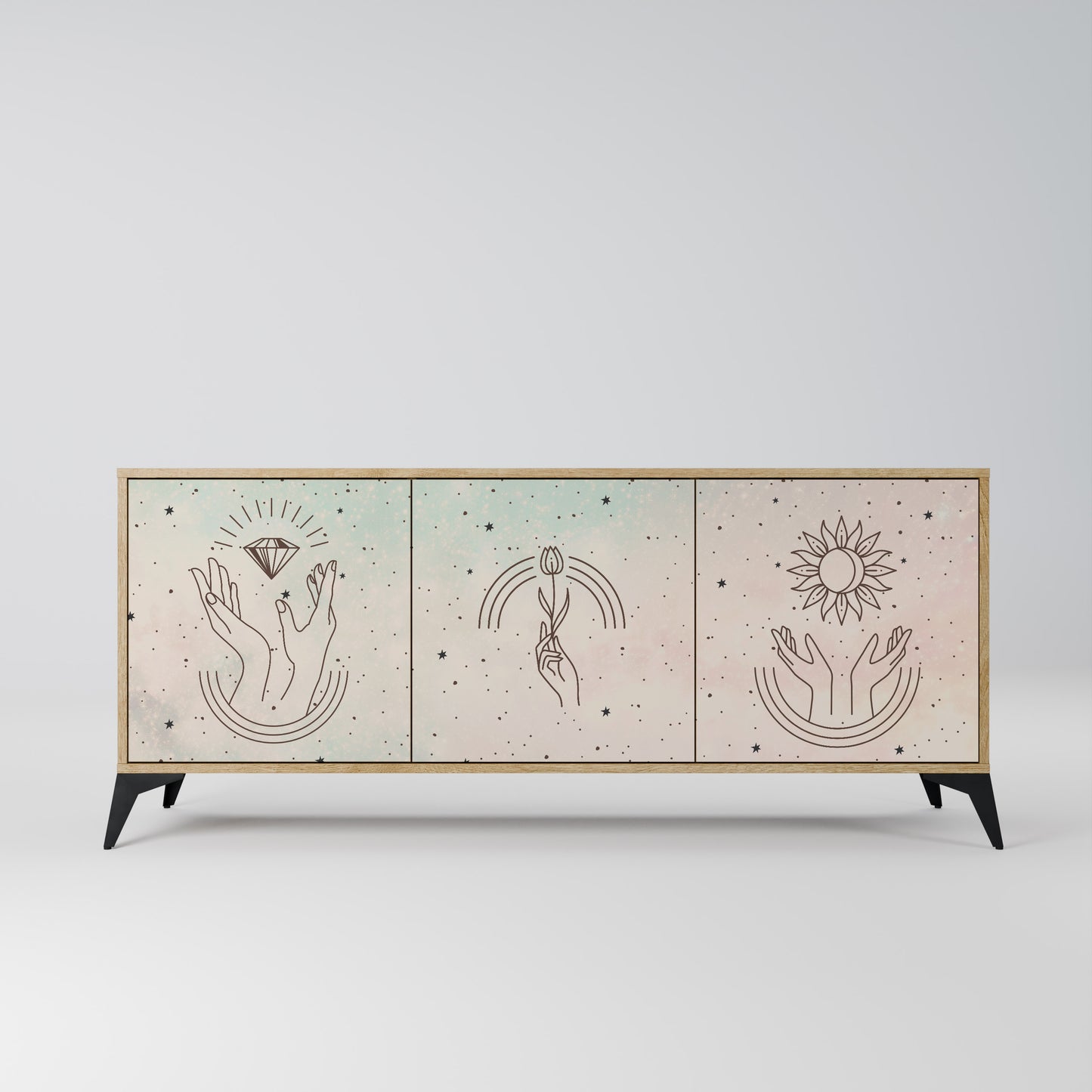 DELICATE BEAUTY 3-Door Sideboard in Oak Effect