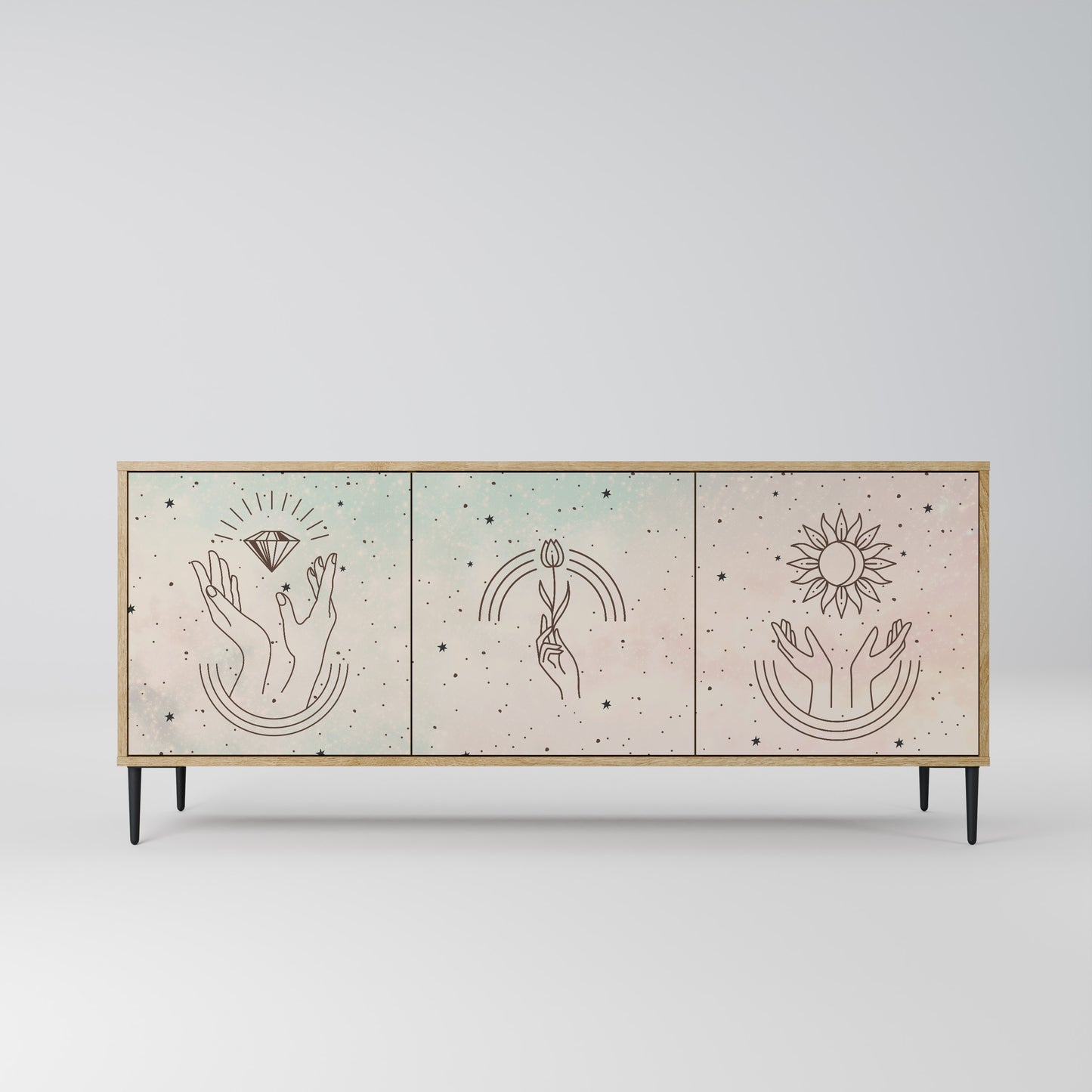 DELICATE BEAUTY 3-Door Sideboard in Oak Effect
