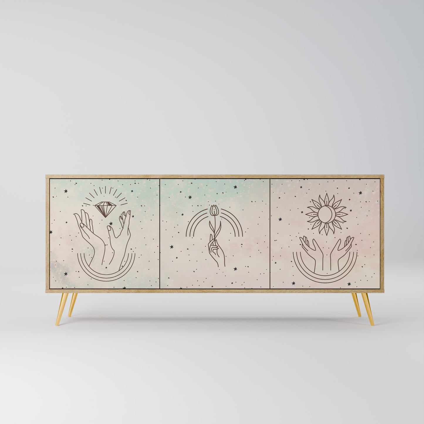 DELICATE BEAUTY 3-Door Sideboard in Oak Effect