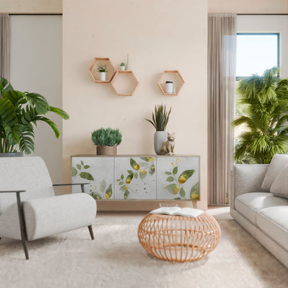 ELEGANT BOTANICS 3-dörrars skänk i ekeffekt