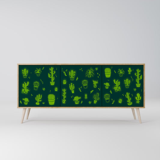 DESERT GREEN 3-Dörrars skänk i ekeffekt