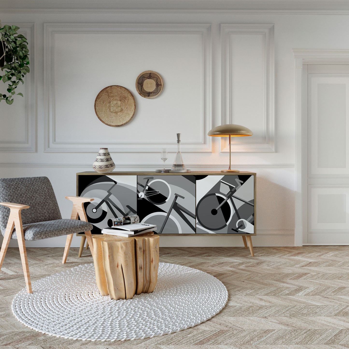 BIKE ENERGY 3-Door Sideboard in Oak Effect