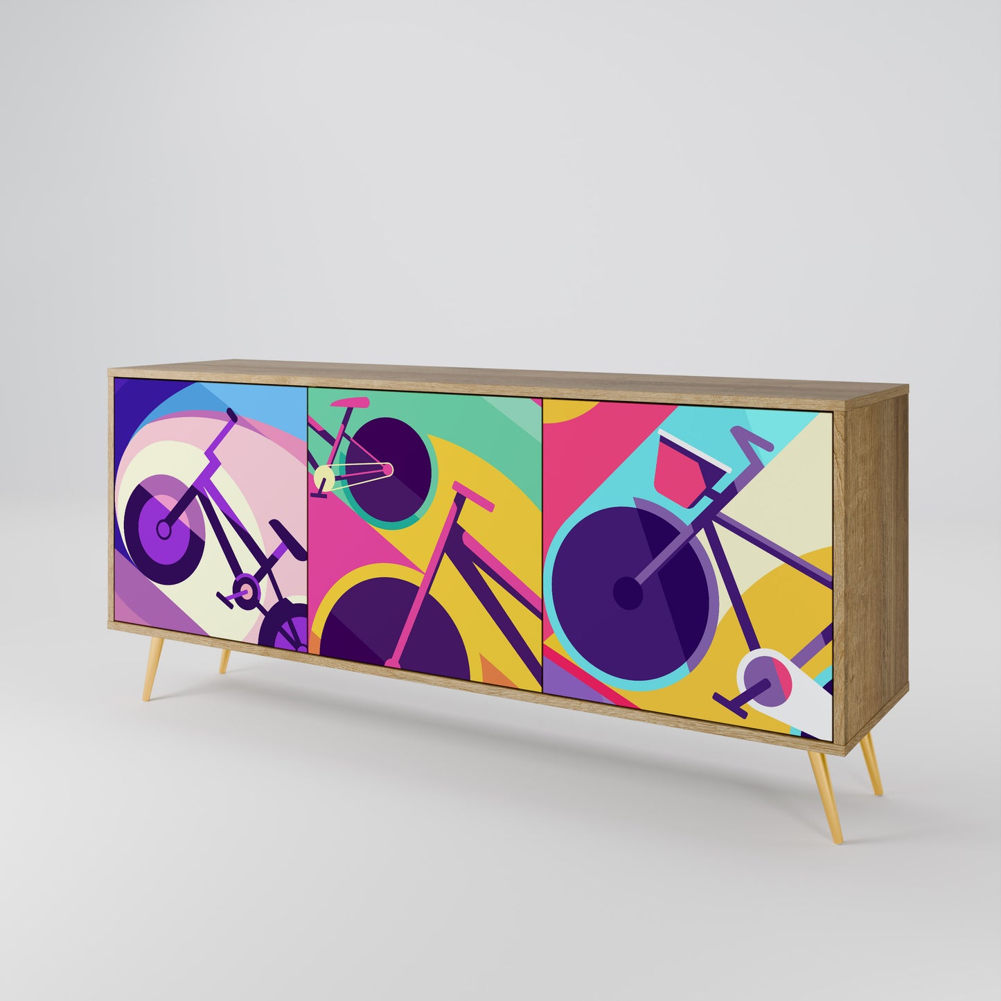 BIKE DREAMS 3-Door Sideboard in Oak Effect