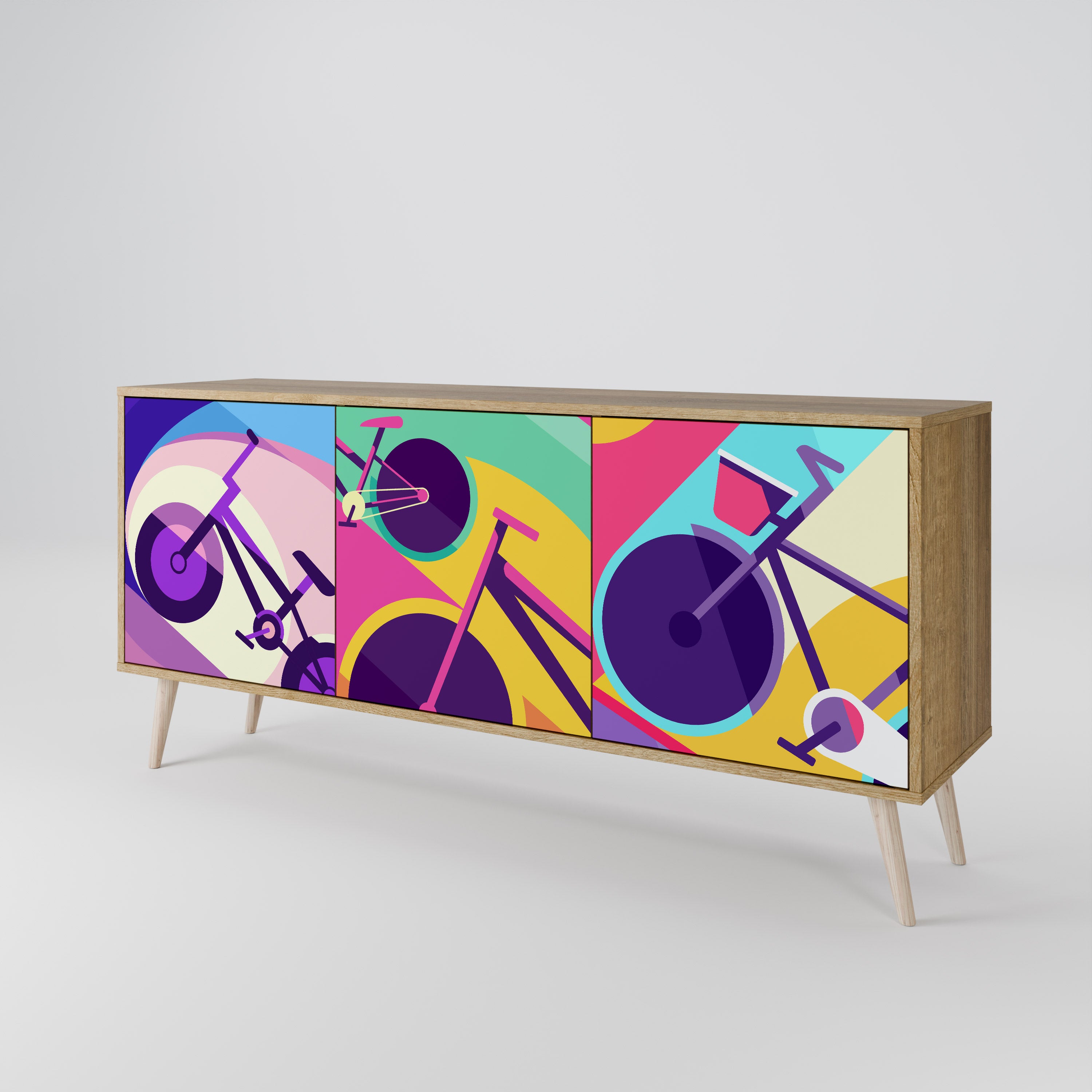 BIKE DREAMS 3-dörrars sideboard i ekeffekt