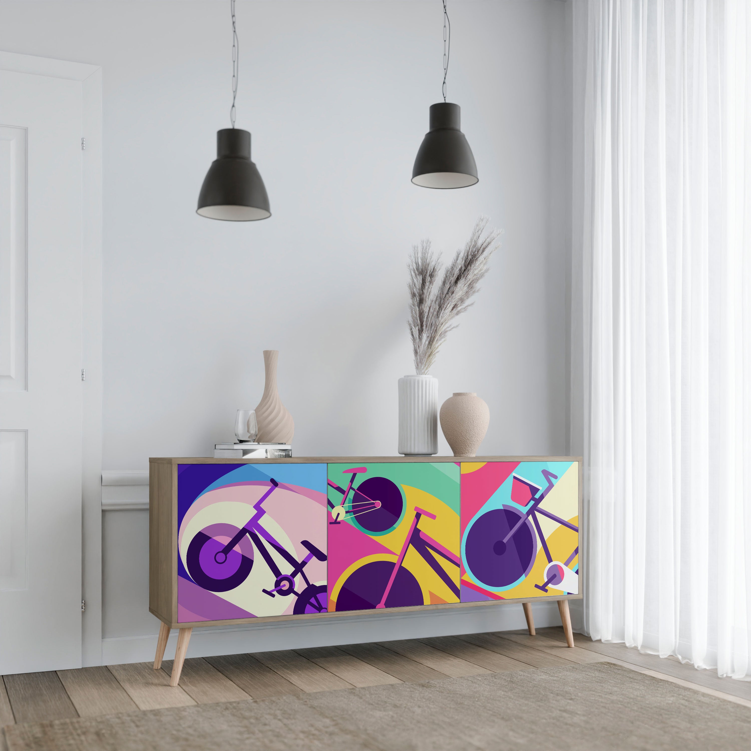 BIKE DREAMS 3-dörrars sideboard i ekeffekt