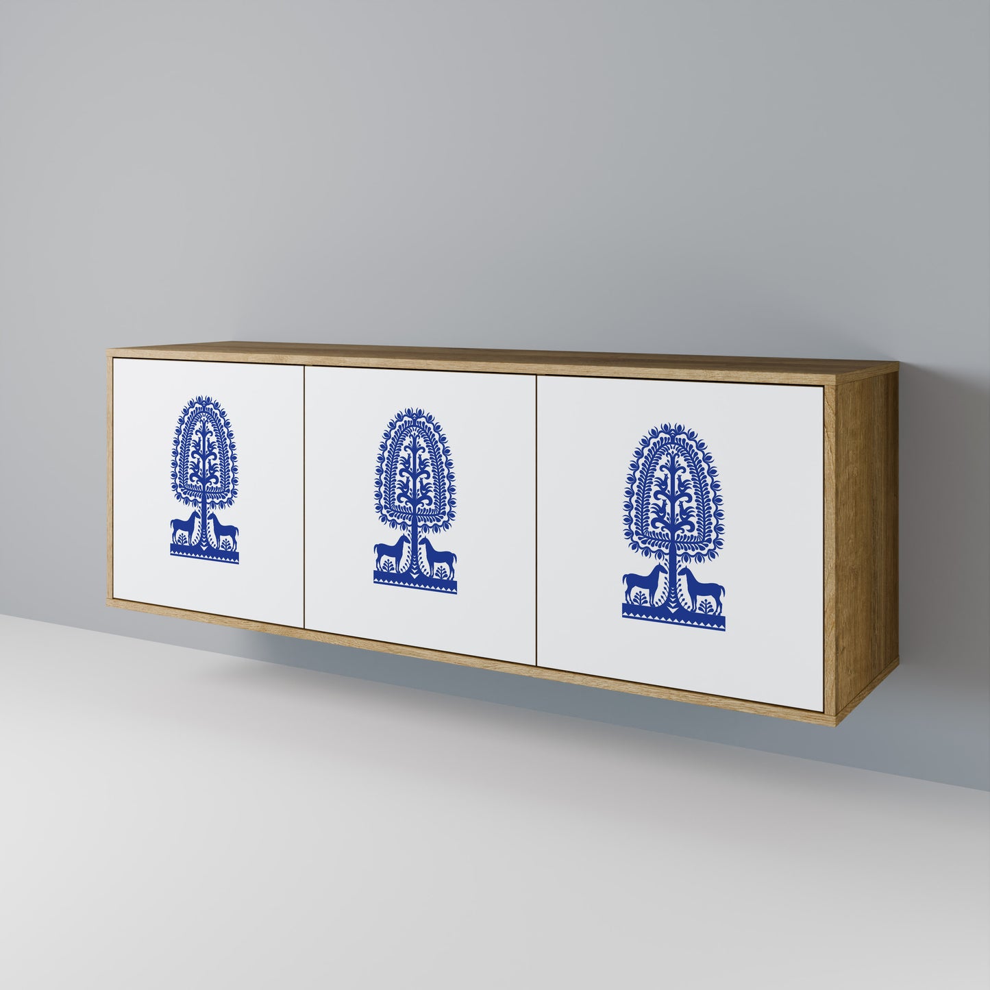 POLISH FOLK ART Skänk med tre dörrar