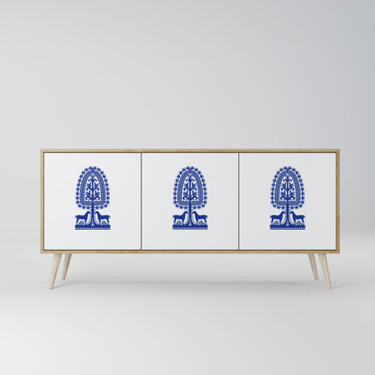 POLISH FOLK ART 3-Door Sideboard in Oak Effect