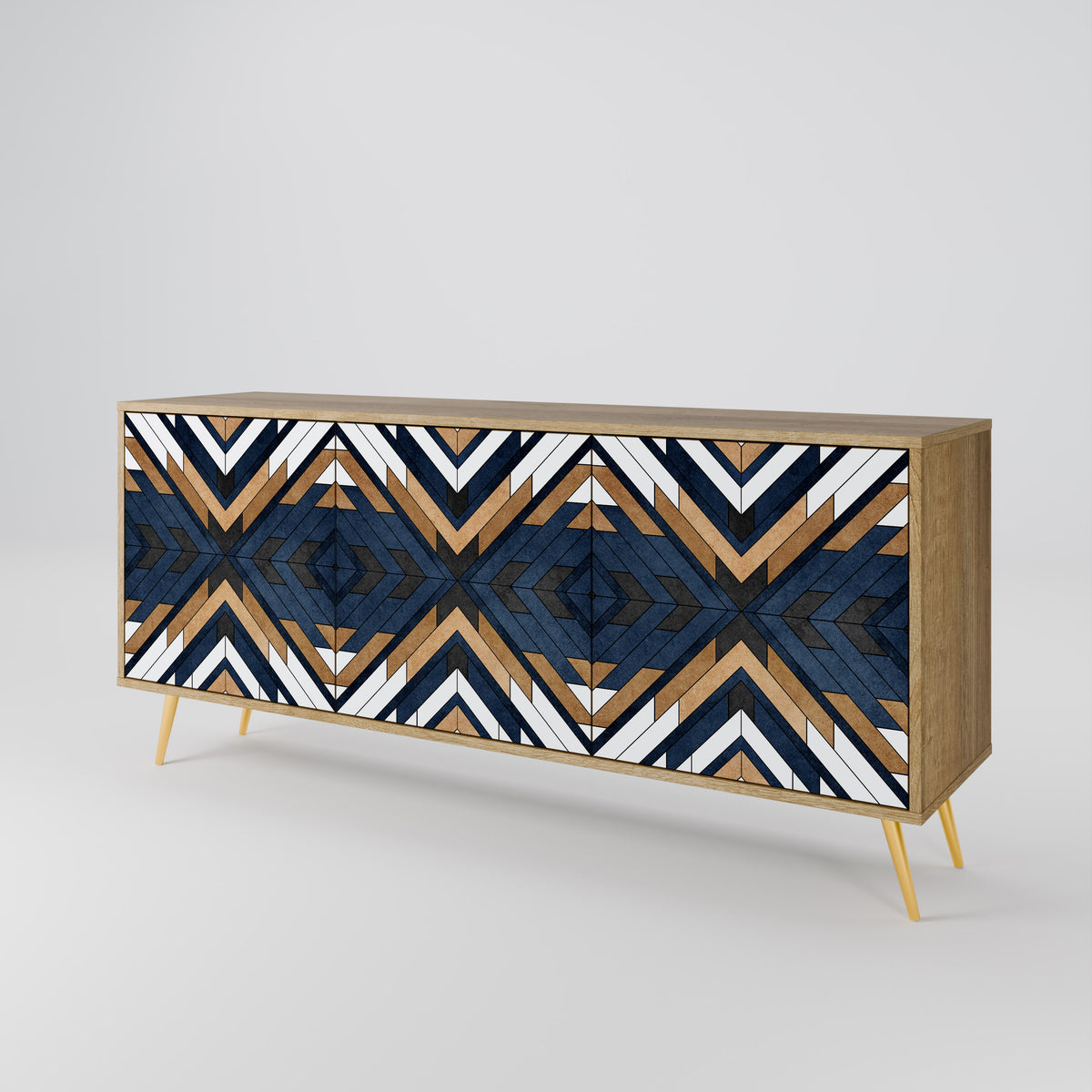 ARTFUL GEOMETRY Skänk med tre dörrar