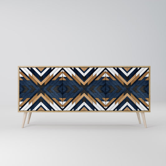 ARTFUL GEOMETRY 3-Door Sideboard in Oak Effect