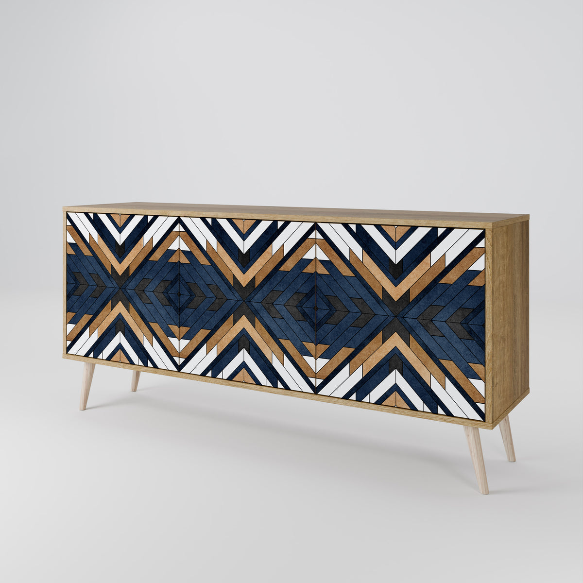 ARTFUL GEOMETRY Skänk med tre dörrar