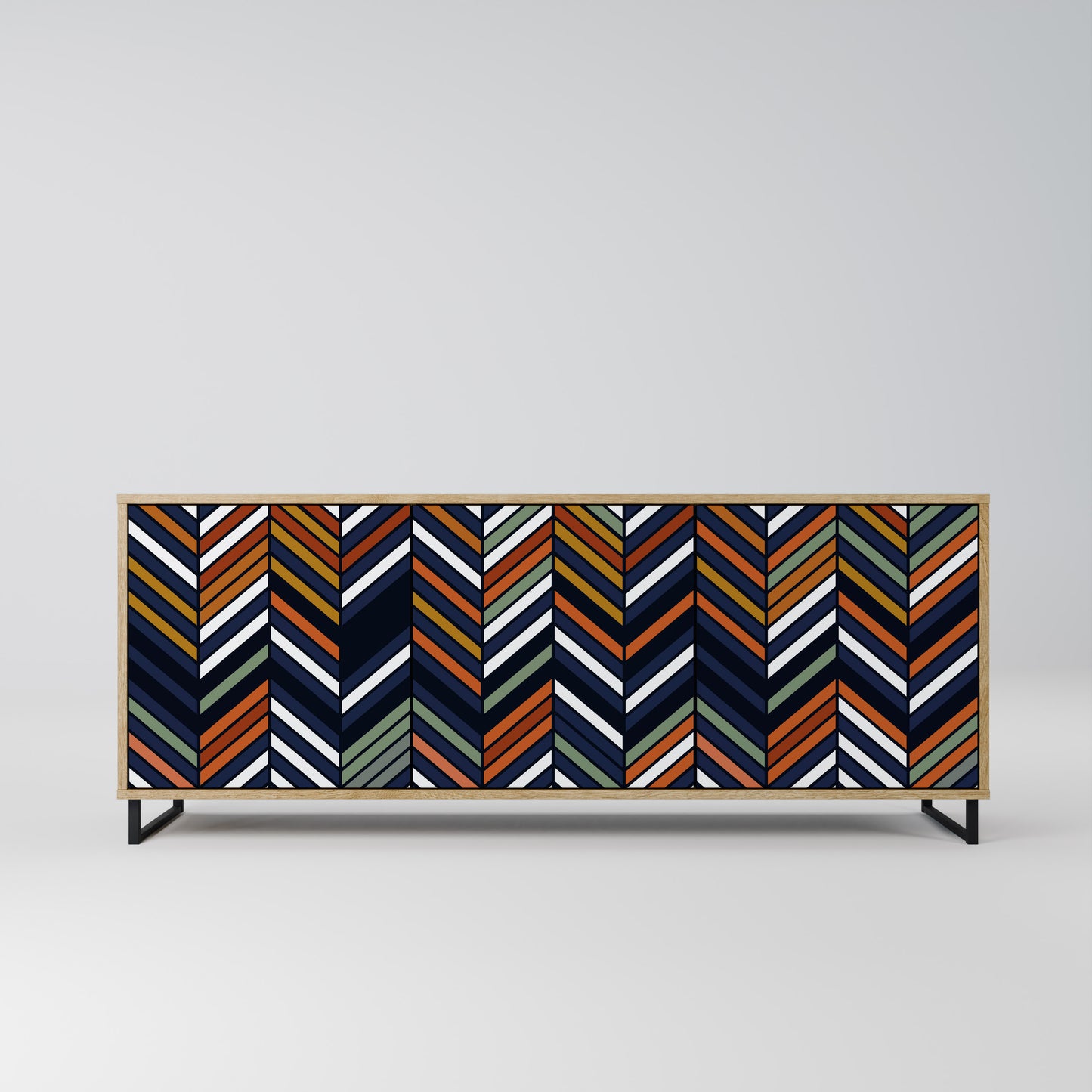 VIBRANT PATCHWORK 3-dörrars skänk i ekeffekt