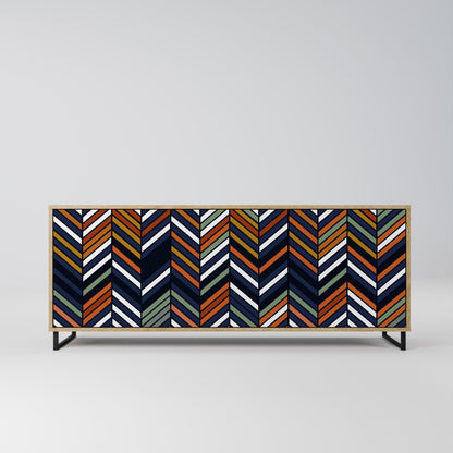 VIBRANT PATCHWORK 3-dörrars skänk i ekeffekt
