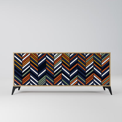 VIBRANT PATCHWORK 3-dörrars skänk i ekeffekt