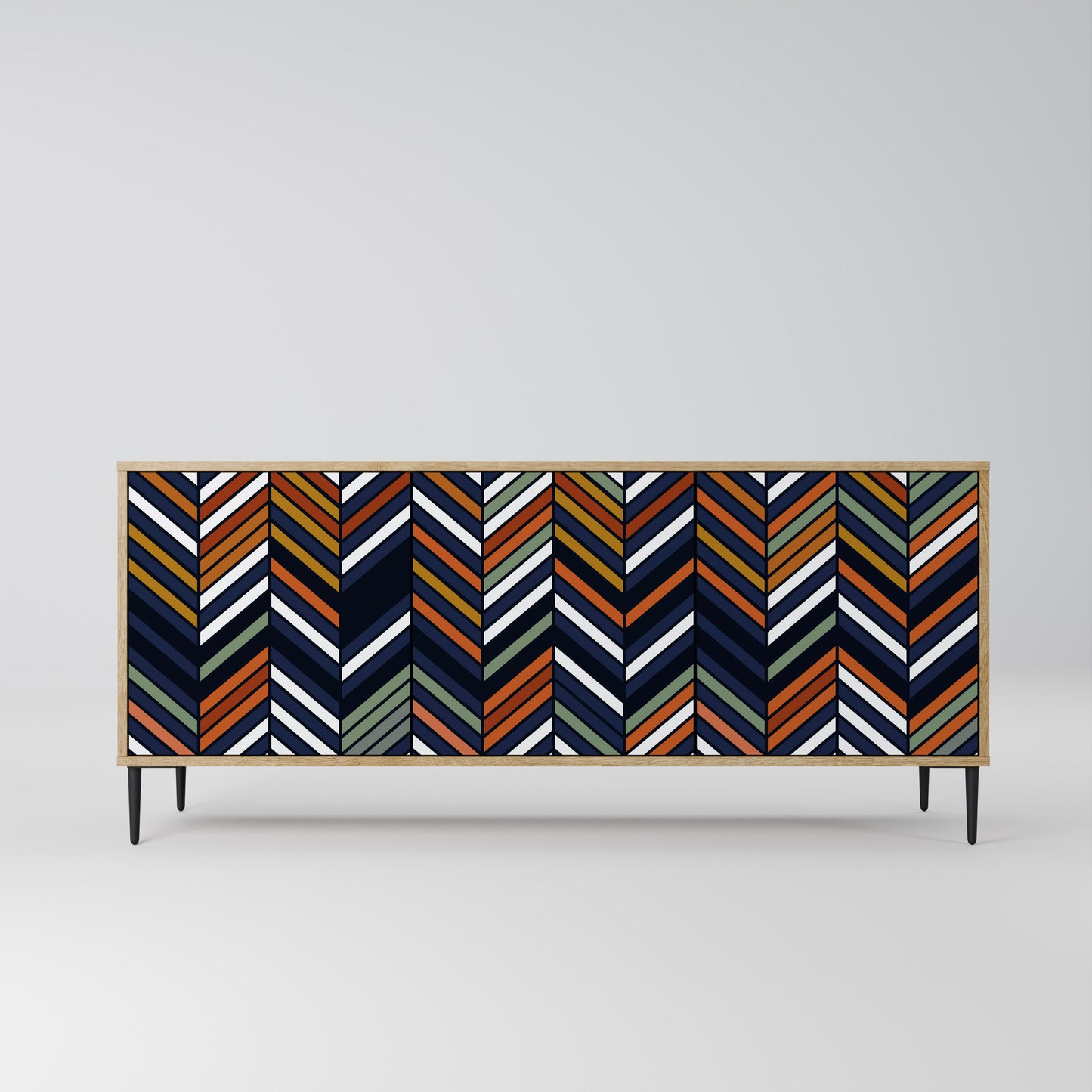 VIBRANT PATCHWORK 3-dörrars skänk i ekeffekt