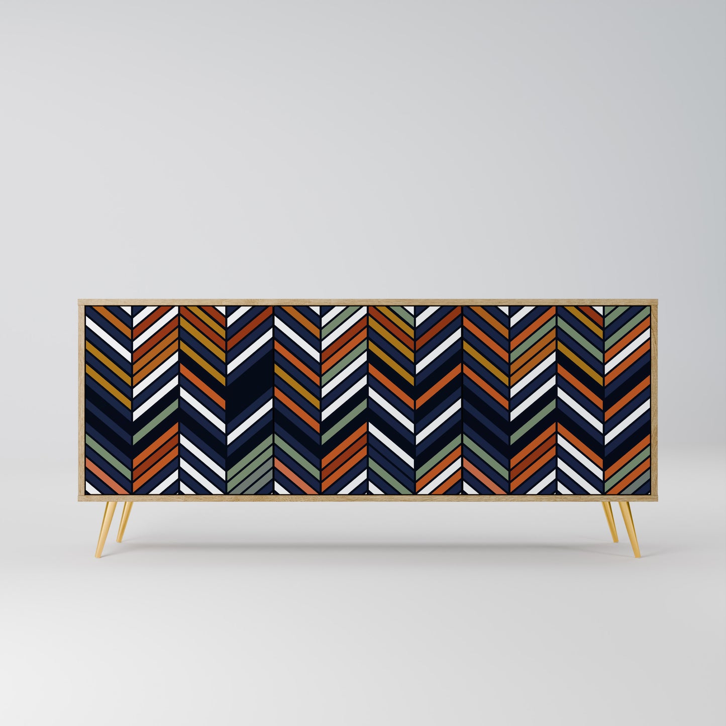 VIBRANT PATCHWORK 3-dörrars skänk i ekeffekt
