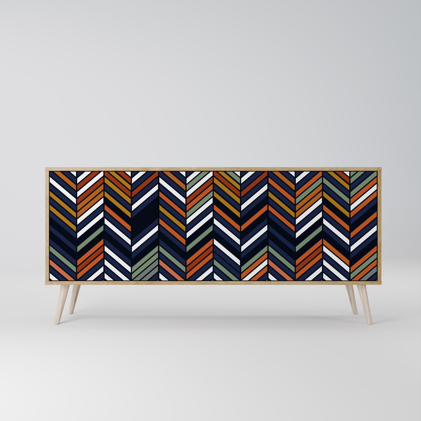 VIBRANT PATCHWORK 3-dörrars skänk i ekeffekt