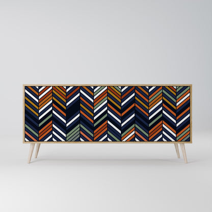 VIBRANT PATCHWORK 3-dörrars skänk i ekeffekt