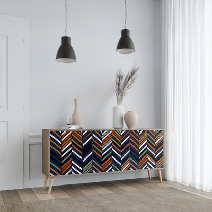 VIBRANT PATCHWORK 3-dörrars skänk i ekeffekt