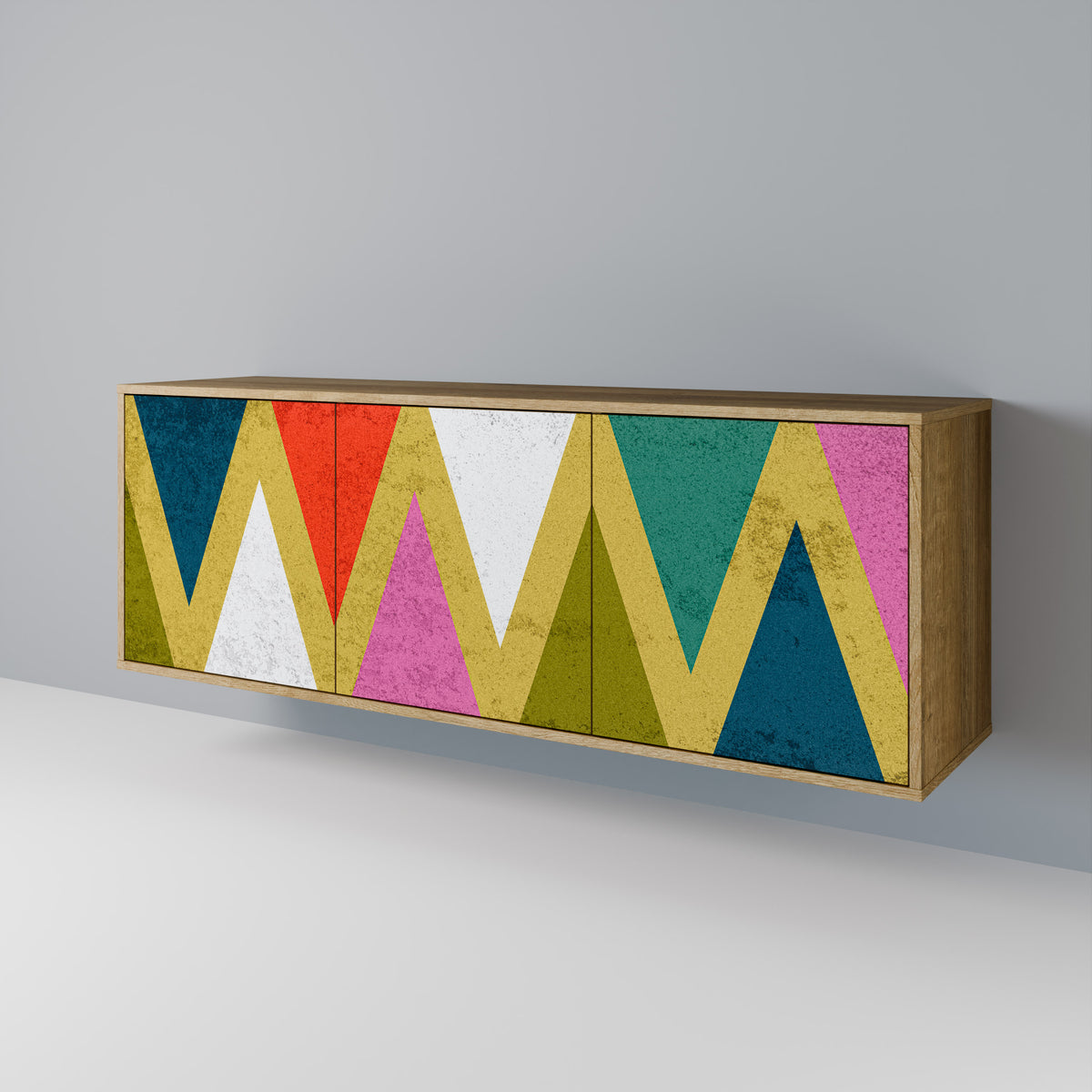 COLORFUL TRIANGLES Skänk med tre dörrar