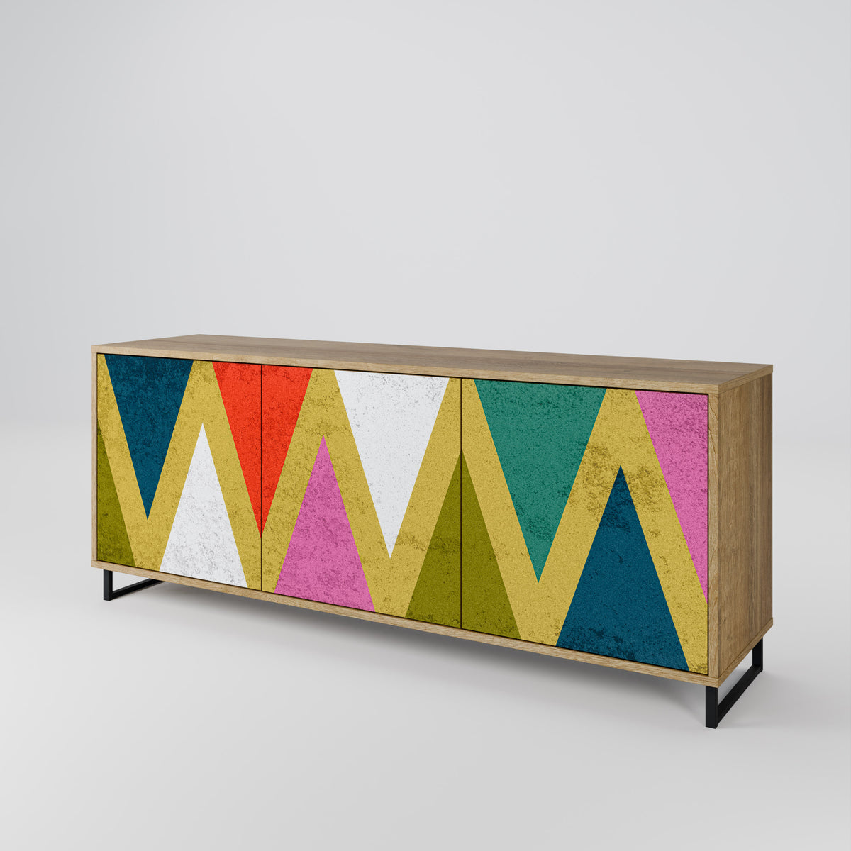 COLORFUL TRIANGLES Skänk med tre dörrar
