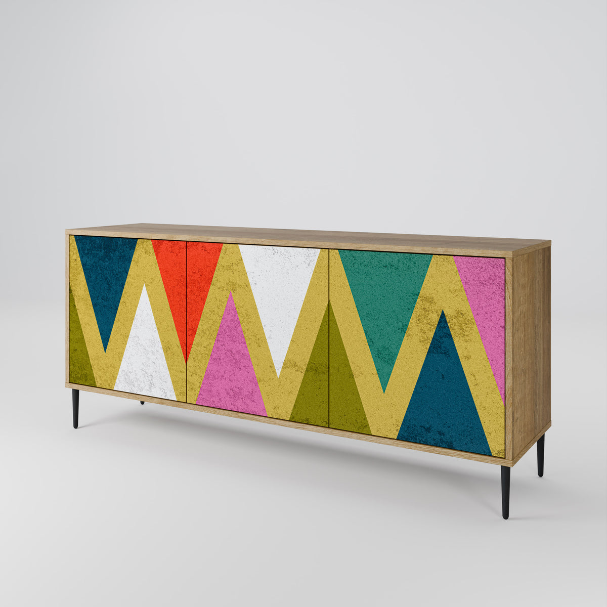 COLORFUL TRIANGLES Skänk med tre dörrar